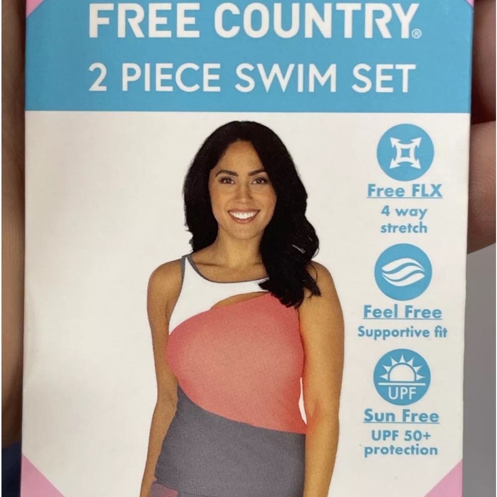 Free Country Womens 2 Piece Swim Suit Gray Coral Small MSRP$90 New
